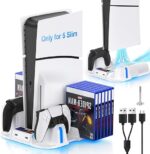 پایه خنک کننده باریک Nepagz PS5 با ایستگاه شارژ کنترلر برای کنسول باریک PS5