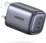 شارژر 3 پورت نوع C UGREEN Nexode 65W، دوشاخه شارژ سریع دیواری USB-C تاشو، آداپتور شارژ لپ تاپ GaN سازگار برای MacBook Air، HP/Dell/Lenovo، iPad، iPhone 17 Pro Max/16، Galaxy S24 Ultra/S23