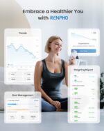 ترازوی چربی بدن RENPHO ترازو وزن بی‌سیم دیجیتال حمام، آنالایزر ترکیب بدن با همگام‌سازی برنامه تلفن هوشمند با بلوتوث، 396 پوند - مشکی، Elis 1 - Image 4