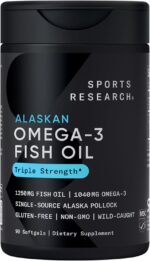 امگا ۳ روغن ماهی آلاسکا اسپورتس ریسرچ (Sports Research Alaskan Omega-3) – حاوی EPA و DHA از ماهی پولاک وحشی آلاسکا، ۹۰ سافت‌ژل