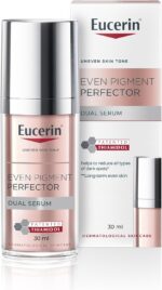 کرم سرم صورت دوتایی Eucerin Even Pigment Perfector، لکه های رنگدانه را کاهش می دهد، چین و چروک ها را حجیم می کند، بافت پوست را اصلاح می کند، مناسب برای انواع پوست، 30 میلی لیتر