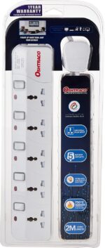 سوکت اکستنشن جهانی 5 راهه Oshtraco OTC3315S-2M با سیم 2 متری