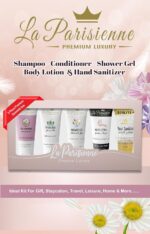 جعبه مسافرتی ECOLYTE+ La Parisienne Premium Luxury، هر کدام 30 میلی لیتر [شامپو، نرم کننده، ژل دوش، لوسیون بدن و ضد عفونی کننده دست] هدایای یونیسکس برای مناسبت ها. - Image 2