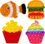 Home Smart Pop It Push Bubble Foods اسباب بازی های حسی برای کودکان و بزرگسالان سیلیکون اضطراب تسکین دهنده استرس پوپر هدایای جشن تولد (بسته 4 عددی)