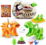 Smashers Dino Island T-Rex Battle Playset Medium S1، 20+ اسباب بازی سورپرایز با اسلایم، شن و تخم مرغ دایناسور کوچک – دایناهای قابل ساخت برای کودکان – ست اسباب بازی تخم مرغی با شخصیت های مخفی