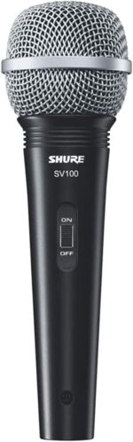 Shure SV100، میکروفون صوتی دستی پویا Cardioid، پاسخ فرکانس گسترده، همه کاره، برای کارائوکه، پادکست و پخش زنده، مشکی