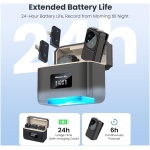 میکروفون لاوالیر بی‌سیم INFOSUN، وصل و بازی با صفحه نمایش LED، ضبط دو کاناله، برد 50 متر، میکروفون حذف نویز برای Android/IOS، برای جلسات، ولوگ و غیره - Image 2