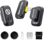 میکروفون بی‌سیم Hollyland LARK A1 Mini برای iPhone 14/13/12، صدای خالص، حذف نویز هوشمند 3 سطحی، میکروفون مغناطیسی برای وبلاگ‌نویسی، یوتیوب، پادکست، TikTok
