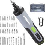 پیچ گوشتی برقی WORKPRO 3.6 ولت، مجموعه پیچ گوشتی شارژی شارژی با 35 بیت، میله افزودنی، کابل شارژ USB در جعبه حمل، نور LED، خاکستری مشکی