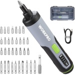 پیچ گوشتی برقی WORKPRO 3.6 ولت، مجموعه پیچ گوشتی شارژی شارژی با 35 بیت، میله افزودنی، کابل شارژ USB در جعبه حمل، نور LED، خاکستری مشکی