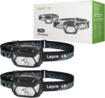 چراغ جلوی لپرو 2 بسته، 1300 لوکس چراغ‌های جلوی LED روشن فوق‌العاده روشن با نور سفید قرمز، چراغ قوه سر ضدآب سبک وزن با باتری کارکرده با باتری برای اضطراری دوچرخه‌سواری کمپینگ