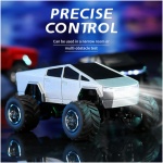 تریلر Mini RC Pick-Up، ریموت کنترل اسباب بازی ماشین آلیاژی 1/64 برای کودکان، کامیون آفرود تمام زمینی 2.4 گیگاهرتز با نور بدنه LED، آبی - Image 3