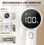 پرز پاک کن قابل شارژ، ژاکت پرتابل برقی با 3 سرعت، 6 تیغه، صفحه نمایش LED دیجیتال برای برداشتن پیل لباس، مبلمان، ژاکت، نیمکت، پتو - Image 3