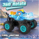 Monster Truck Toys - کامیون هیولا با کنترل از راه دور با نور و موسیقی، اسباب بازی دایناسور برای کودکان، کامیون RC در مقیاس 1:20 با چرخش و رانش 360 درجه، ماشین کنترل از راه دور برای پسران 4-7 (آبی آسمان) - Image 4