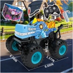 Monster Truck Toys - کامیون هیولا با کنترل از راه دور با نور و موسیقی، اسباب بازی دایناسور برای کودکان، کامیون RC در مقیاس 1:20 با چرخش و رانش 360 درجه، ماشین کنترل از راه دور برای پسران 4-7 (آبی آسمان) - Image 2