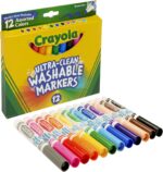 Crayola 12 Count Ultra-Clean قابل شستشو، نشانگرهای متنوع، خط گسترده، Colormax