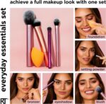 REAL TECHNIQUES مجموعه Everyday Essentials از 5 ابزار ضروری را در اختیار شما می‌گذارد تا بتوانید بر هر گونه موهای مخروطی، نرم و کرکی ظاهر شوید. رژگونه پودری را به طور یکنواخت ترکیب کنید تا ظاهری صاف و طبیعی داشته باشید - Image 2