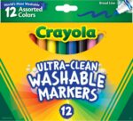 Crayola 12 Count Ultra-Clean قابل شستشو، نشانگرهای متنوع، خط گسترده، Colormax - Image 2