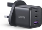 شارژر UGREEN USB C 30 واتی برای iPhone 17 Pro Max شارژر، 3 پورت، 38% کوچکتر از اصلی، آداپتور سریع آیفون GAN نوع C 4-محافظت امنیتی آداپتور USB C برای iPhone 16/15/14، سامسونگ، آی پد
