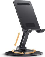 پایه تلفن UGREEN با چرخش 360 درجه و پایه فلزی قابل تنظیم ارتفاع برای پایه آیفون تاشو روی میز سازگار با دستگاه های تا 9.7 اینچ مناسب برای iPhone 17 Pro Max Galaxy S25 Ultra S24 Black