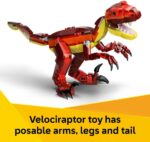 LEGO Creator 3in1 Fierce Dinosaur Toy - ساخت فیگورهای دینو Velociraptor، Stegosaurus یا Pterosaur با اسکلت و عناصر تیز دندان - ایده جالب هدیه تولد برای پسران و دختران 8 ساله - 31379 - Image 4