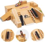 AM ANNA Fingerboard Skatepark با 3 اسکیت بورد انگشتی، رمپ های قابل سفارشی سازی و ساختن Fingerboard با قطعات 8 عددی، کیت Mini Finger Skate Park for Kids for Finger Board Training
