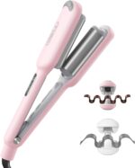 TYMO ROVY Hair Waver Crimper - فر کننده مو، اتو فر کننده عمیق، چوب فر کننده یونی با بشکه تورمالین سرامیکی برای زنان، ضد جوش، سریع و آسان، ولتاژ دوگانه، صورتی 25 میلی متر