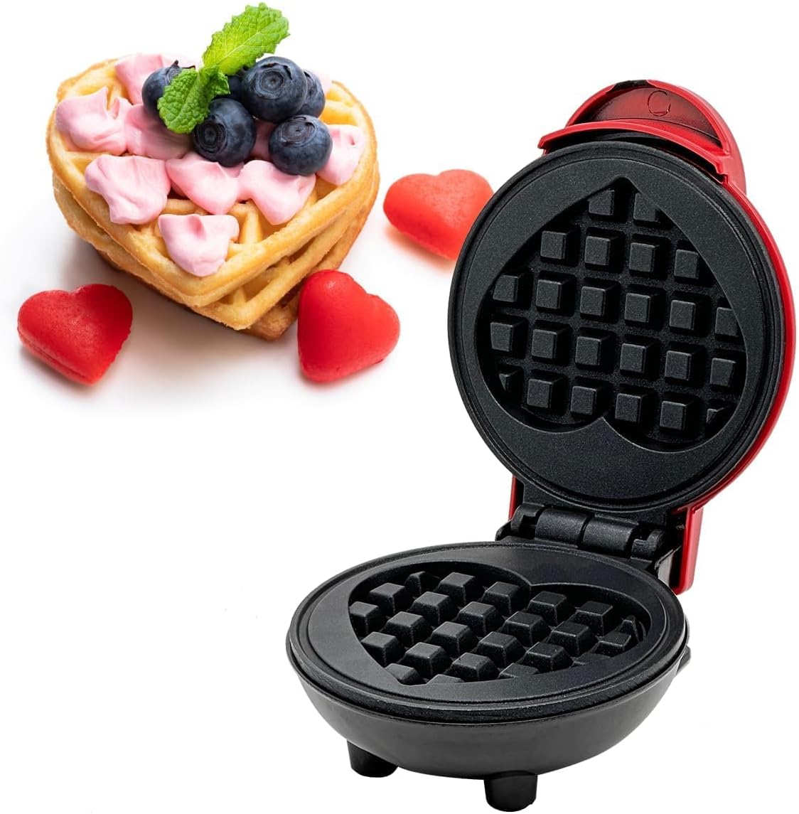 61PB5Q3IqcL._AC_SL1200_ وافل ساز مینی وافل ساز قلب برقی توری نچسب 4 اینچی برای وافل دستگاه پنکیک ساز قابل حمل برای جوانان برای تمیز کردن آسان برای تهیه اسنک تخم مرغ ساندویچی عالی است - Image 1