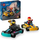 LEGO City Go-Karts و Race Drivers, Racing Vehicle Toy Playset برای پسران 5 ساله و دختر بچه ها و طرفداران اسباب بازی های ماشین مسابقه ای با 2 مینی فیگور راننده, هدیه کوچک برای کودکان پیش دبستانی 60400
