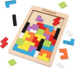 بازی فکری پازل تتریس چوبی Coogam Toy Tangram اره منبت کاری اره مویی هوشمند رنگارنگ بازی بلوک های روسی سه بعدی STEM Montessori هدیه آموزشی برای بچه های کودک (40 عدد)