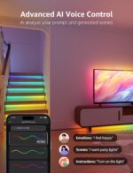 Lepro S1 AI Smart Rainbow LED Strip Light 5M، 30 LED/M، Music Sync، با الکسا و گوگل هوم کار می کند، کنترل صوتی برنامه بلوتوث WiFi، دستیار طراحی روشنایی هوش مصنوعی، چراغ های LED MagicColor برای اتاق خواب - Image 4