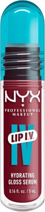 NYX Professional Makeup Lip IV Hydrating Glass Stain، براق کننده لب، آبرسانی تا 12 ساعت، پیگمنت بالا، پوشش مرطوب براق کننده، ترکیدن آدامس