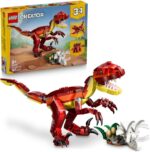 LEGO Creator 3in1 Fierce Dinosaur Toy - ساخت فیگورهای دینو Velociraptor، Stegosaurus یا Pterosaur با اسکلت و عناصر تیز دندان - ایده جالب هدیه تولد برای پسران و دختران 8 ساله - 31379