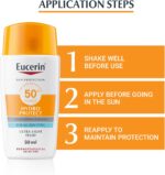 ضد آفتاب Eucerin Hydro Protect Face Ultra Light Fluid، محافظت بالا در برابر UVA/UVB، SPF 50+، مناسب برای استفاده روزانه، غیر چسبنده، غیر چرب، مناسب برای انواع پوست، 50ml - Image 4
