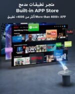 مینی پروژکتور HY300 Pro+ ارتقا یافته جدید با برنامه های داخلی وای فای و بلوتوث، پروژکتور قابل حمل هوشمند با چرخش 180 درجه، کیستون خودکار، پشتیبانی از 4K، سازگار با HDMI/USB/TV Stick/تلفن/لپ تاپ - Image 2