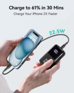 پاوربانک INIU، کوچکترین شارژر قابل حمل 22.5 واتی 10000 میلی آمپر ساعتی، ورودی و خروجی USB C با شارژ سریع 3 پورت بسته باتری کوچک همراه با نگهدارنده تلفن برای iPhone 17 16 15 14 13 Pro Max Samsung S25 S24 تبلت Google iPad - Image 2