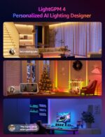 Lepro S1 AI Smart Rainbow LED Strip Light 5M، 30 LED/M، Music Sync، با الکسا و گوگل هوم کار می کند، کنترل صوتی برنامه بلوتوث WiFi، دستیار طراحی روشنایی هوش مصنوعی، چراغ های LED MagicColor برای اتاق خواب - Image 3