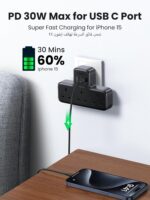 نوار برق محافظ برق 6 در 1 UGREEN با 3 پریز برق متناوب و PD30W (2 Type-C، 1 USB-A)، سیم افزودنی محافظ اضافه بار، دوشاخه سه گانه بریتانیا برای لوازم جانبی آشپزخانه، خانه، مسافرت، اداری - Image 3