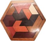 Mumoo Bear Hexagon Tangram پازل چوبی برای کودکان و بزرگسالان پازل های چالش برانگیز بازی فکری چوبی پازل برای بزرگسالان پازل بازی های خانوادگی پازل های قابل حمل بازی مغزی - Image 4