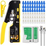 کیت ابزار گذرگاهی RJ45 - کابل شبکه WEETOTUNG برش دهنده همه کاره Crimper - سازگار با کانکتور Cat5/Cat5e/Cat6