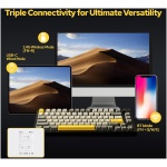 صفحه کلید مکانیکی 75% EPOMAKER Ajazz AK820 Pro مجهز به واشر با صفحه نمایش TFT، 3 حالت (بلوتوث 5.1/2.4G بی سیم و سیمی Type-C)، فوم های مرطوب کننده صدا (خاکستری، سوئیچ ماهی پرنده Ajazz) - Image 4