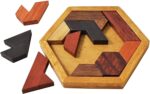 Mumoo Bear Hexagon Tangram پازل چوبی برای کودکان و بزرگسالان پازل های چالش برانگیز بازی فکری چوبی پازل برای بزرگسالان پازل بازی های خانوادگی پازل های قابل حمل بازی مغزی