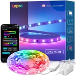 Lepro S1 AI Smart Rainbow LED Strip Light 5M، 30 LED/M، Music Sync، با الکسا و گوگل هوم کار می کند، کنترل صوتی برنامه بلوتوث WiFi، دستیار طراحی روشنایی هوش مصنوعی، چراغ های LED MagicColor برای اتاق خواب