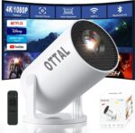 مینی پروژکتور HY300 Pro+ ارتقا یافته جدید با برنامه های داخلی وای فای و بلوتوث، پروژکتور قابل حمل هوشمند با چرخش 180 درجه، کیستون خودکار، پشتیبانی از 4K، سازگار با HDMI/USB/TV Stick/تلفن/لپ تاپ