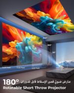 مینی پروژکتور HY300 Pro+ ارتقا یافته جدید با برنامه های داخلی وای فای و بلوتوث، پروژکتور قابل حمل هوشمند با چرخش 180 درجه، کیستون خودکار، پشتیبانی از 4K، سازگار با HDMI/USB/TV Stick/تلفن/لپ تاپ - Image 3