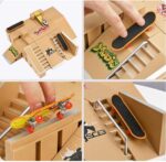 AM ANNA Fingerboard Skatepark با 3 اسکیت بورد انگشتی، رمپ های قابل سفارشی سازی و ساختن Fingerboard با قطعات 8 عددی، کیت Mini Finger Skate Park for Kids for Finger Board Training - Image 2