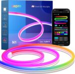 Lepro N1 AI Smart Rainbow Neon Light Strip 3M، 96 LED/M، کار با Alexa، Google Home، Music Sync، دستیار طراحی روشنایی هوش مصنوعی، چراغ طناب IP65، چراغ LED MagicColor، برنامه و کنترل صوتی، بدون کنترل از راه دور