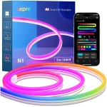 Lepro N1 AI Smart Rainbow Neon Light Strip 3M، 96 LED/M، کار با Alexa، Google Home، Music Sync، دستیار طراحی روشنایی هوش مصنوعی، چراغ طناب IP65، چراغ LED MagicColor، برنامه و کنترل صوتی، بدون کنترل از راه دور