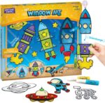 کیت Suncatcher Window Art Imagimake برای کودکان بالای 5 سال - موضوع موشک | فضانورد، مریخ نورد، طرح های فضایی | ست فعالیت نقاشی شیشه ای 16 تکه کیت کاردستی دخترانه و پسرانه | هدیه ماه رمضان و تولد