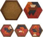 Mumoo Bear Hexagon Tangram پازل چوبی برای کودکان و بزرگسالان پازل های چالش برانگیز بازی فکری چوبی پازل برای بزرگسالان پازل بازی های خانوادگی پازل های قابل حمل بازی مغزی - Image 3